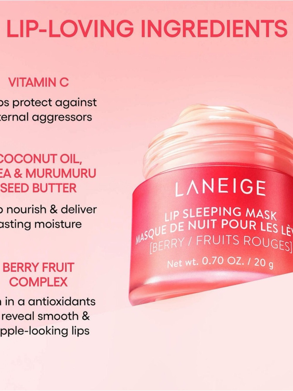 LANEIGE Lip Sleeping Mask HOT COCOA w/Applicator F/S 0.70 Oz. NEW IN BOX! - Picture 6 of 15